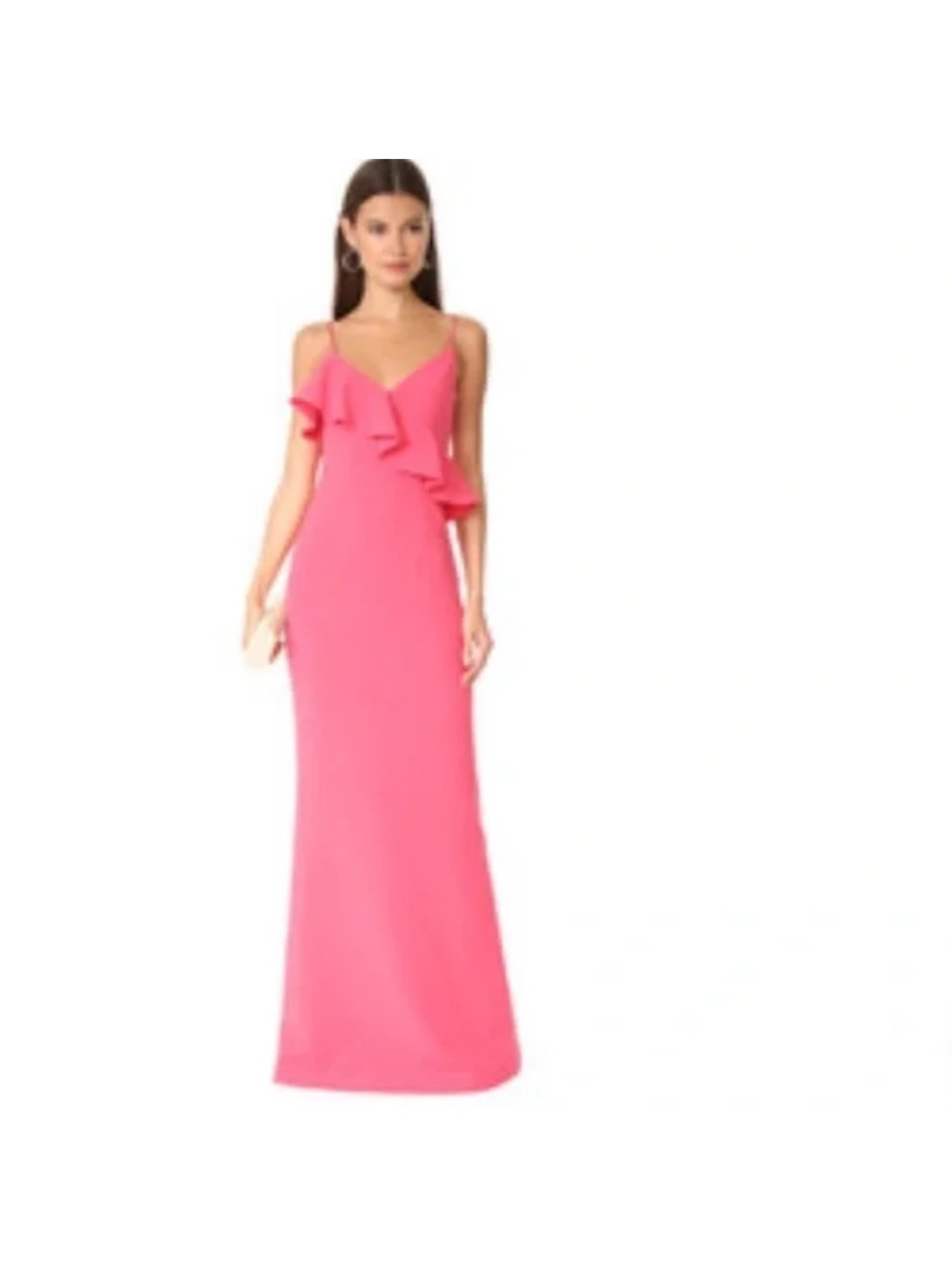 Black Halo Eve Calia Ruffle Pink Maxi Dress Gown Sz 12